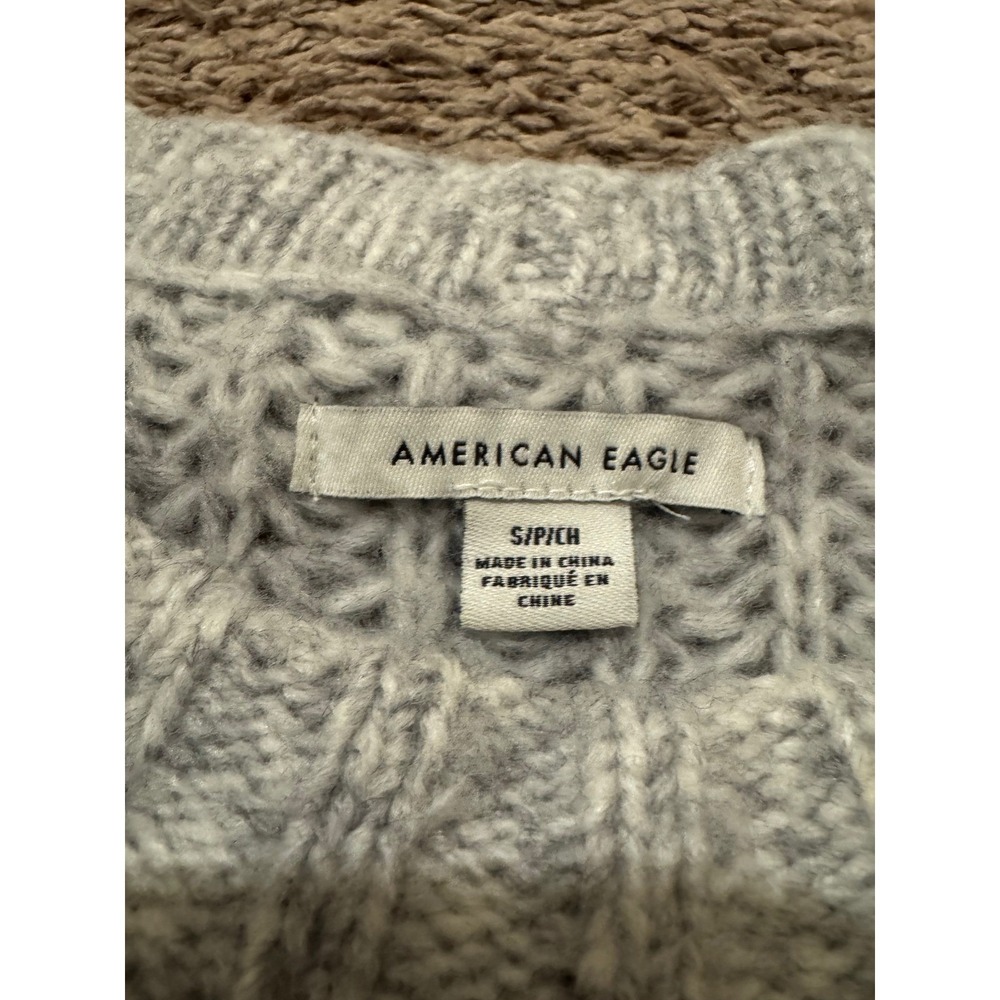 American Eagle Sweater Chunky Knit Cropped Women's Small Gray - Picture 3 of 4